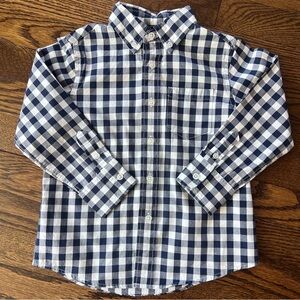 Crewcuts Kids' Long-Sleeve Flex Patterned Authentic Navy & White Washed Shirt 3T